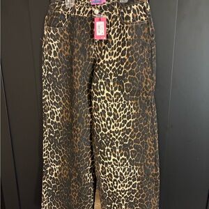 Edikted Leopard Print Denim Pants